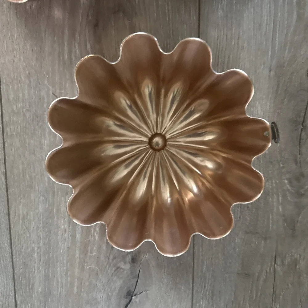 3 Copper Clad Toned 3 1/2 Cups Daisy Fluted Decorative‎ Jello Mold or Pan